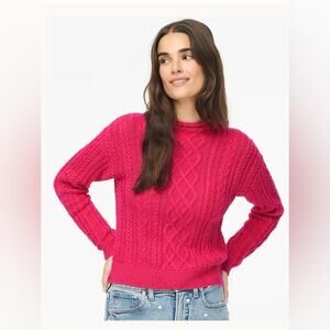 NWT J. Crew Factory Mockneck Cable-Knit Sweater in Raspberry Sherbet - Size S